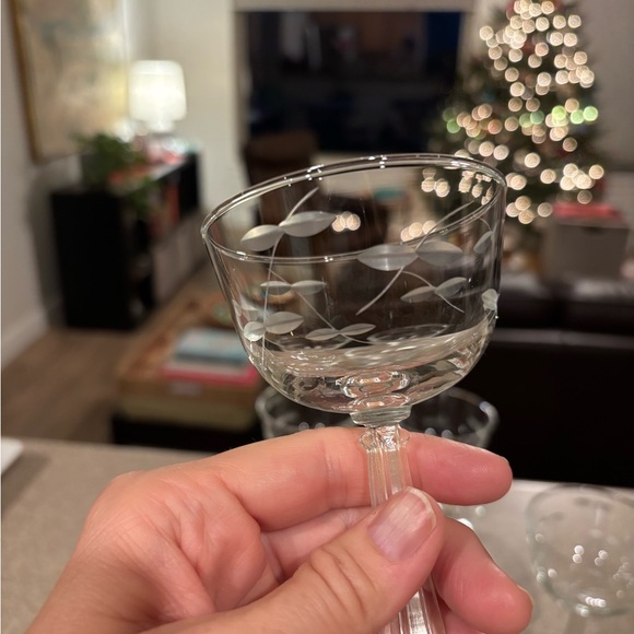 Vintage Libbey Rock Sharp Etched  Clear Sherbet Glasses Champagne Coupes Set 6 - Picture 4 of 8